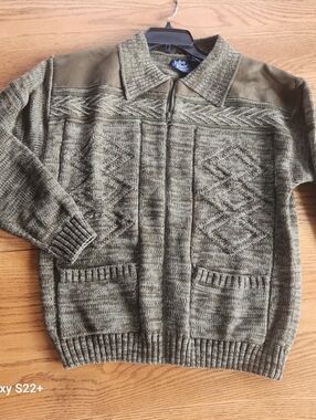 C4 John Blair Olive Green Men's Zip-Front Sweater cardigan